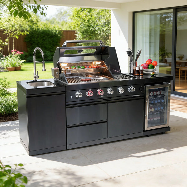 Outdoor Kitchen Island Built for Professional Grilling, 72000 BTU 4-Burner, Marine Grade Stainless Steel