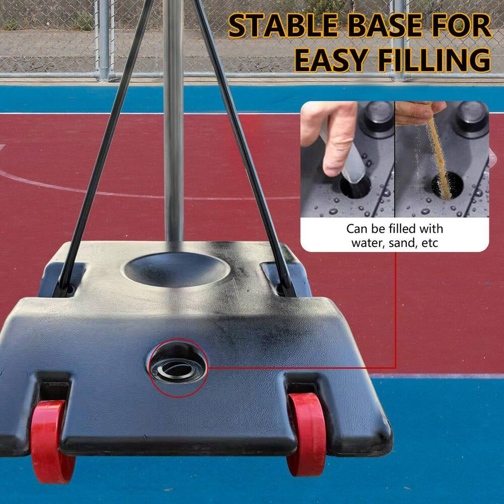 6.9-10 Ft. Adjustable Height Portable Basketball Hoop Basketball System with Water/Sand Base and Wheels