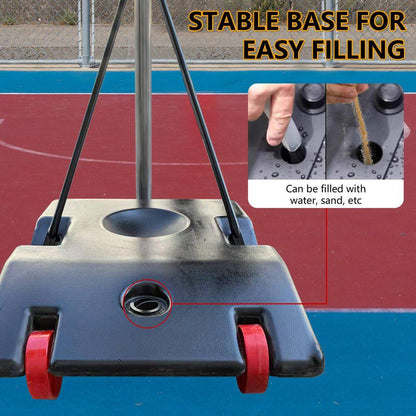 6.9-10 Ft. Adjustable Height Portable Basketball Hoop Basketball System with Water/Sand Base and Wheels
