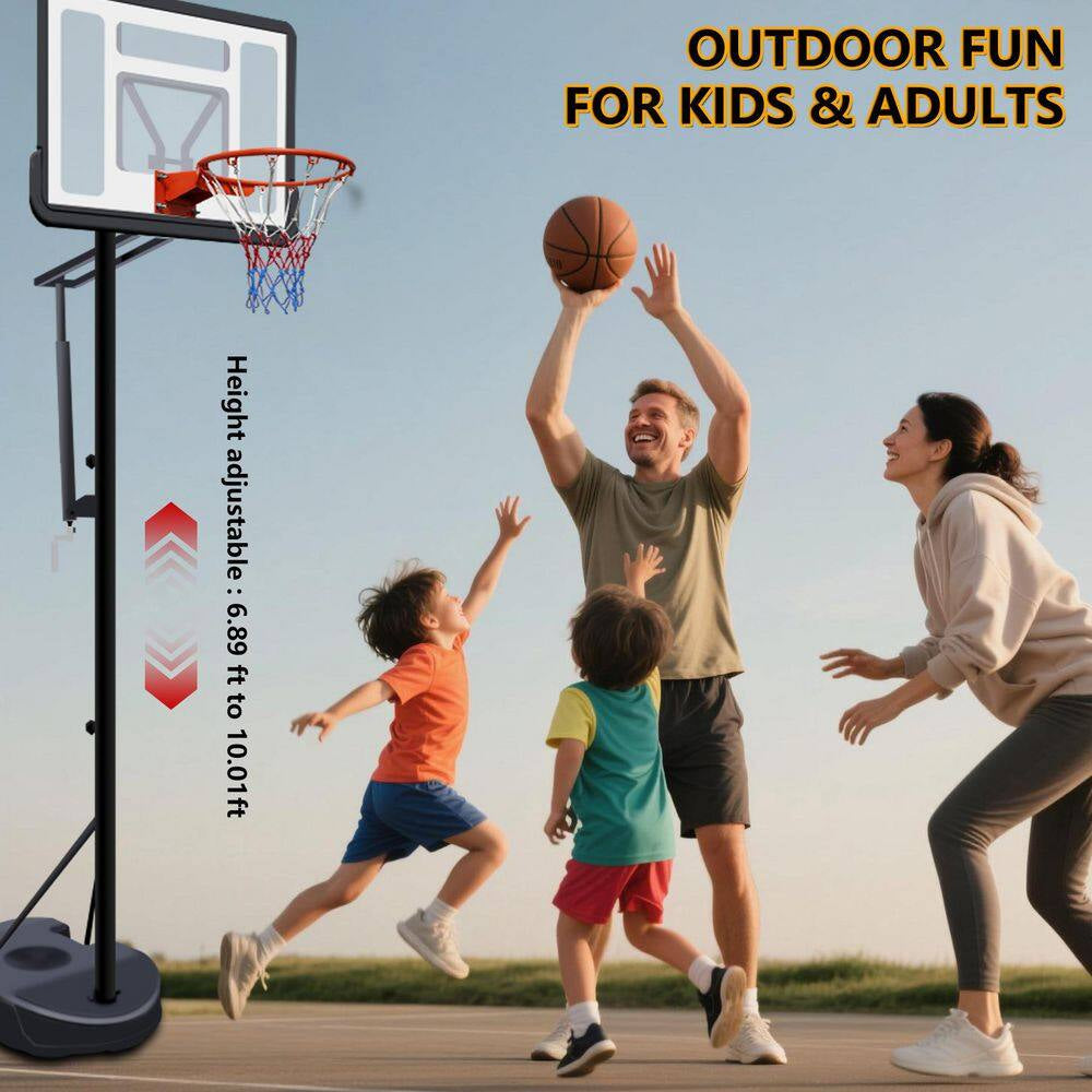 6.9-10 Ft. Adjustable Height Portable Basketball Hoop Basketball System with Water/Sand Base and Wheels