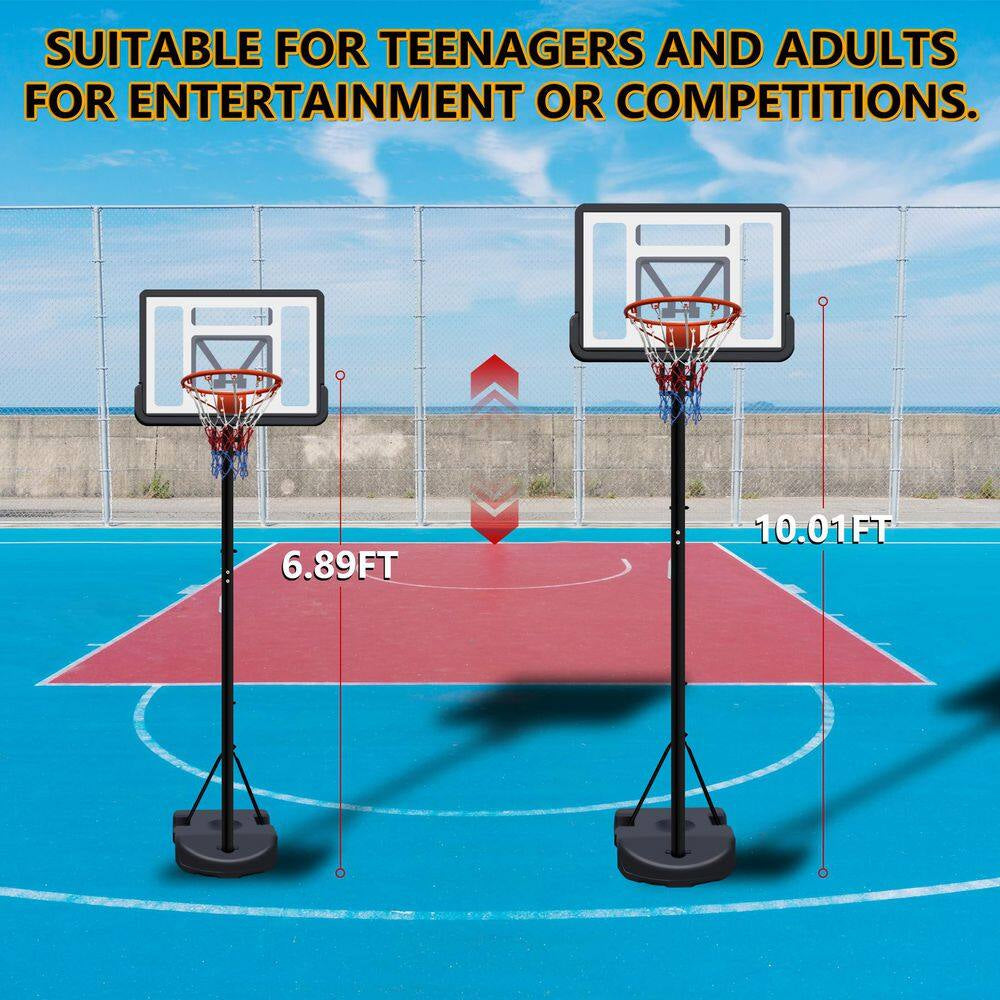 6.9-10 Ft. Adjustable Height Portable Basketball Hoop Basketball System with Water/Sand Base and Wheels