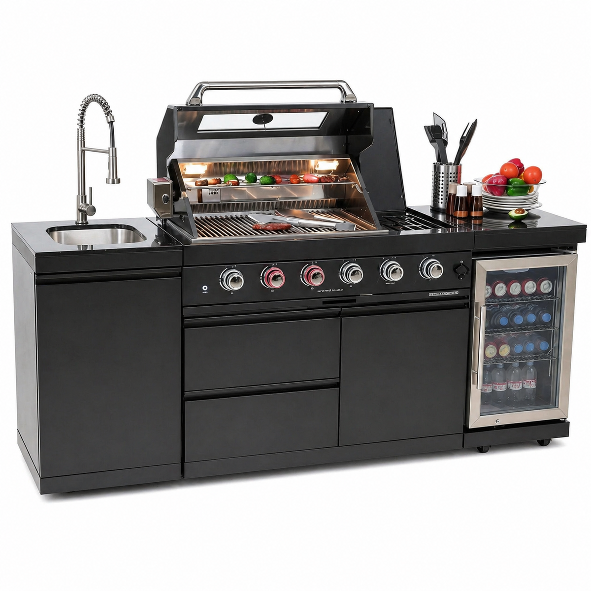 Outdoor Kitchen Island Built for Professional Grilling, 72000 BTU 4-Burner, Marine Grade Stainless Steel