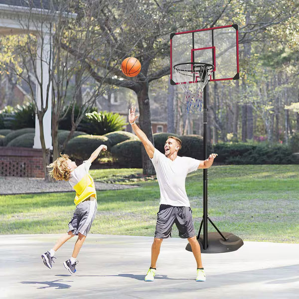 Basketball Hoop System Built for Growing Players, 7.5-9.2 Ft Height Adjustment, Polycarbonate Backboard, Portable