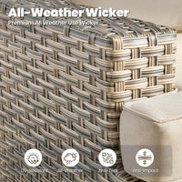 8 Pieces Patio Furniture Set, All Weather Wicker Patio Conversation Set with Swivel Chairs, Outdoor Furniture with Ottoman for Garden, Beige